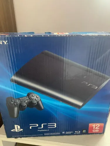 playstation 3 ps3 12gb super slim 3d c/ 2 controles + 3 jogos