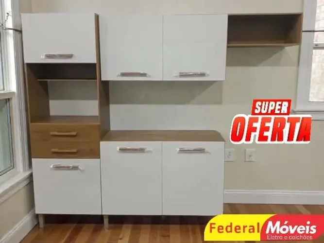 Armário de cozinha off-white 225 cm
