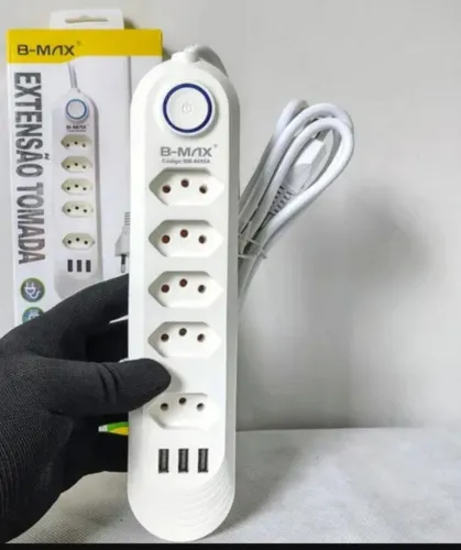 Filtro de linha 2metros  5 tomada 3 USB 