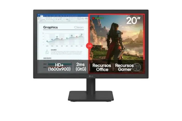 Monitor LG LED Home & Office 20U401A-B Tela 20 HD+ HDMI VGA 75Hz