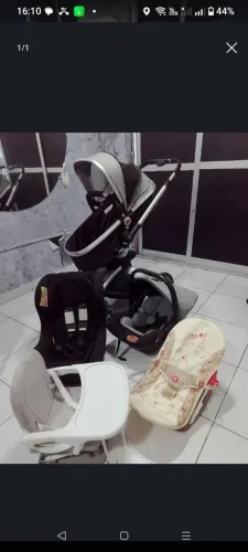 Kit completo de carrinho de bebê 3em1 + cadeirinha prá automóvel+cadeira alimentação+