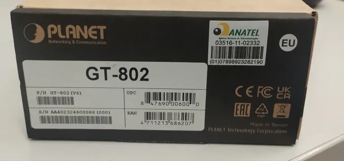 Conversor de Mídia Gigabit PLANET Novo na caixaGT-802 V6<br><br>Produto novo na caixa