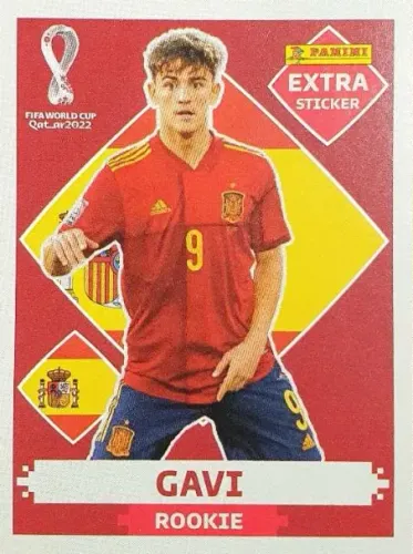 Figurinha Gavi Rookie Extra Sticker - Álbum Copa 2022 Panini
