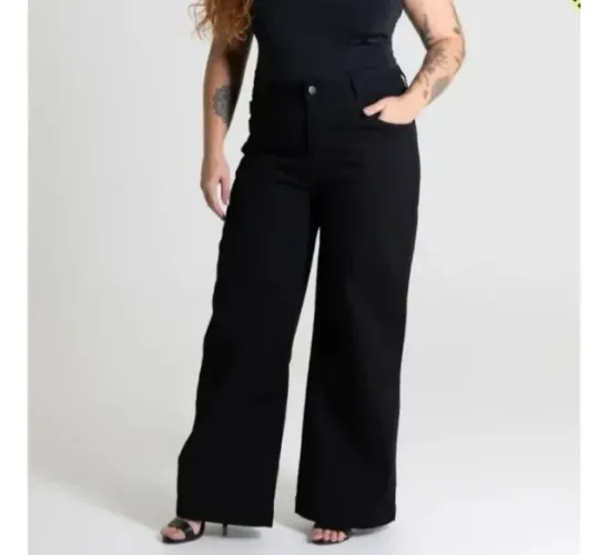 Calça plus size wide lego Sawary