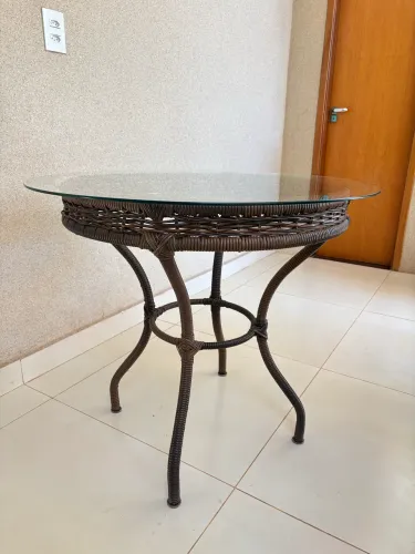 Mesa De Junco Tampo de Vidro