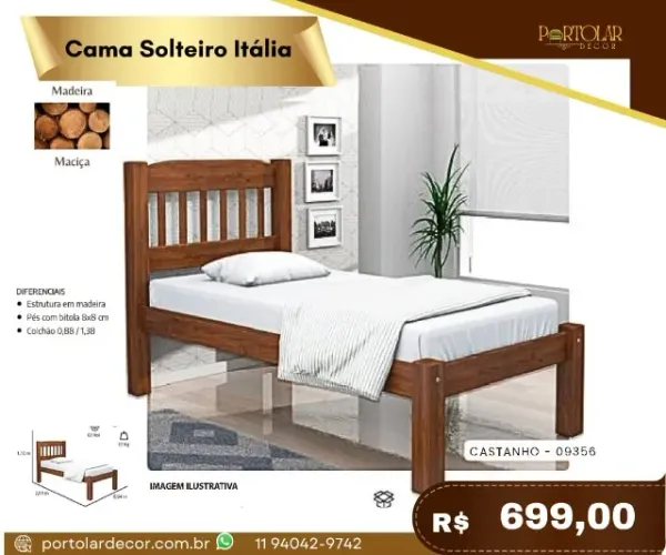 Cama solteiro Itália, a pronta entrega