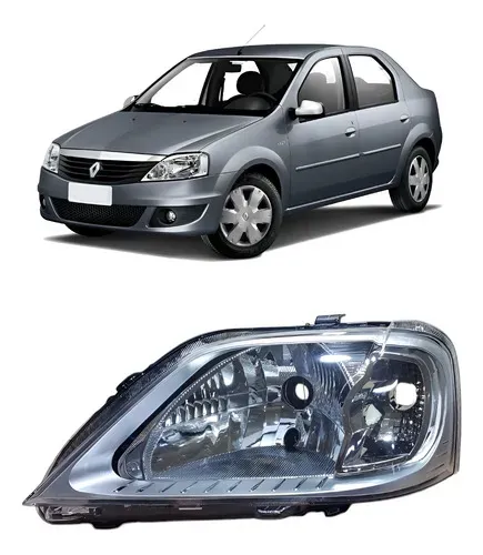Farol Esquerdo Renault Logan 2007 A 2010 Máscara Cromada Esquerdo/motorista