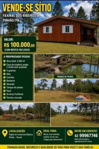 Vendo Sítio Faxinal dos ribeiros Pinhão Paraná