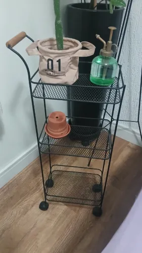 carrinho multiuso c/ rodízios - 3 prateleiras - preto aramado tok&stok