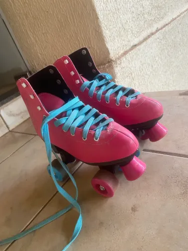 Patins Quad 4 Rodas Rosa e Azul - Infantil/Juvenil