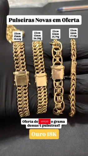 Pulseira de Ouro valor da Gr499 X valor da pulseira