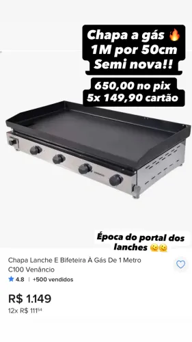 Chapa de lanche 1Metro