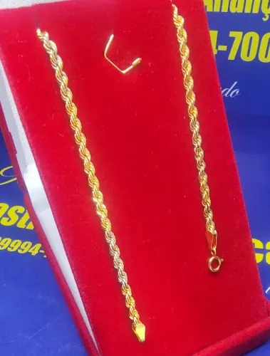 Pulseira Torcidas com detalhes Ouro Branco Ouro 18 Kilates Peso 2.20 Gramas 21 Cm 3 mm