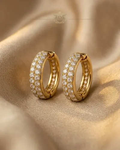 Par de Argolas Pavê Diamond em Ouro 18k 750