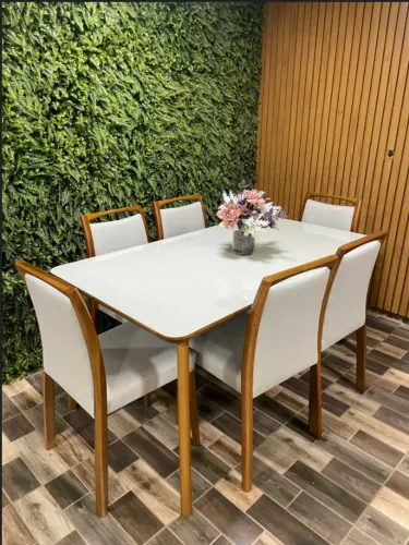 Mesa de Jantar Jade com 6 Cadeiras Jade 1,60m - VG Moveis