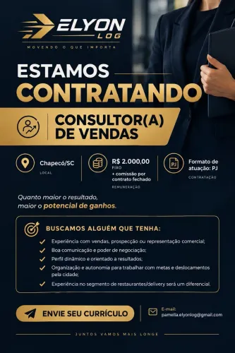 VAGAS PARA CONSULTOR DE VENDAS
