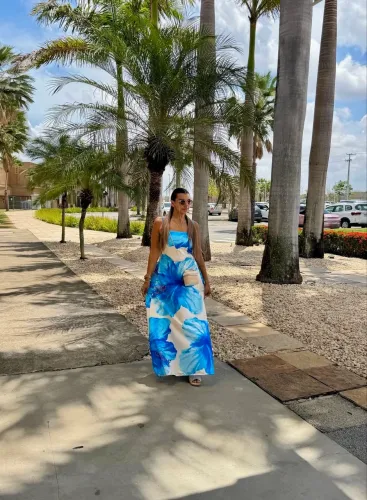 Vestido Áurea longo estampado estilo farm 