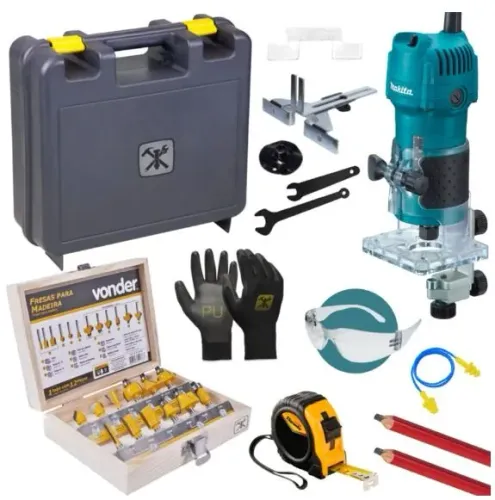 Tupia Laminadora Makita M3700 530w com kit 12 fresas