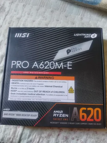 Placa Mãe MSI A620M-E Pro AM5 DDR5 NVMe - Com Caixa Espelho Cabo