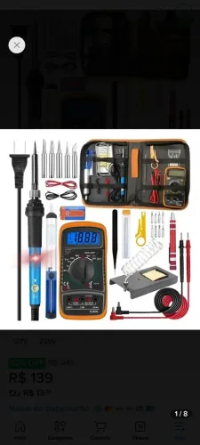 Kit ferro solda soldador estanho multímetro Ajustável 60w, kit temperatura variável