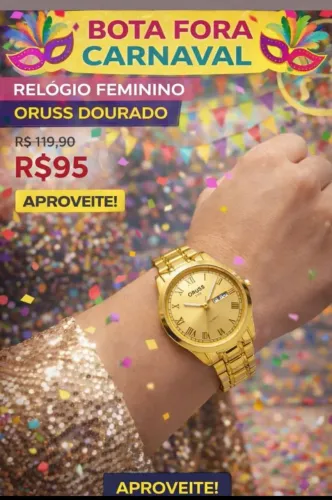 Oferta exclusiva bota fora carnaval relógio feminino em aço dourado 