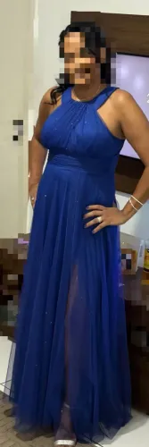Vestido Festa Longo Azul Bic