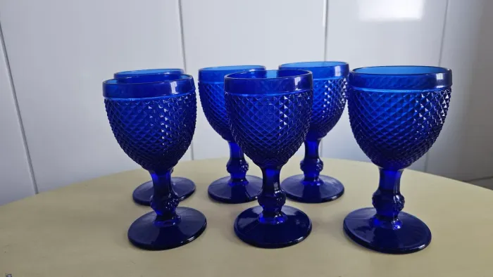 Jogo de Taças Bico de Jaca - cor Azul, 250ml