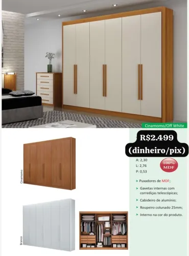 Guarda Roupa Casal 6 portas MDF - Promoção
