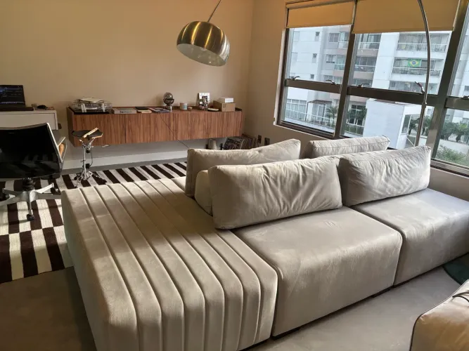 Sofá ilha grande pouco uso veludo premium lindo grande