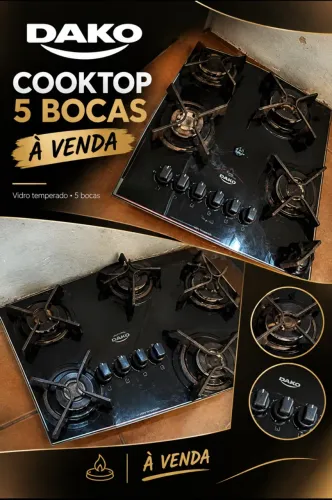 Fogão cooktop de 5 bocas marca Dako 