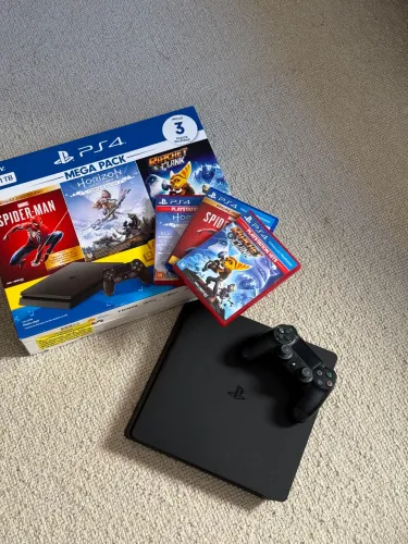 PS4 Slim 1TB Completo + Caixa + 3 Jogos Originais | Estado de Novo