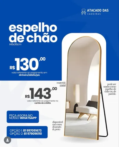 Espelho decorativo no precinho é no Atacado das Cadeiras