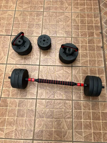Kit Halteres 40kg Ajustável 6 Em 1 Academia Em Casa Treino