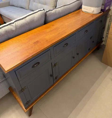 - Balcão Buffet Aparador 4 Portas 4 Gavetas New Veneza Cinza
