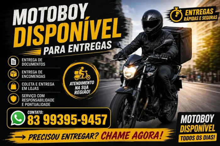 MOTOBOY DISPONÍVEL PARA ENTREGAS