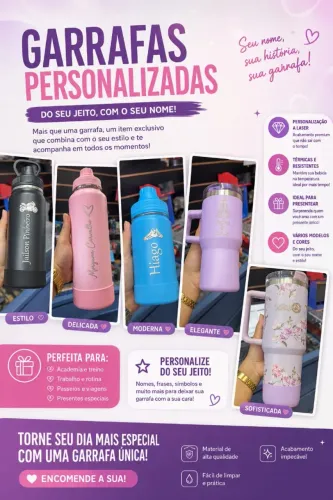 Garrafa Térmica Personalizada 500ml/1L - Faça do Seu Jeito
