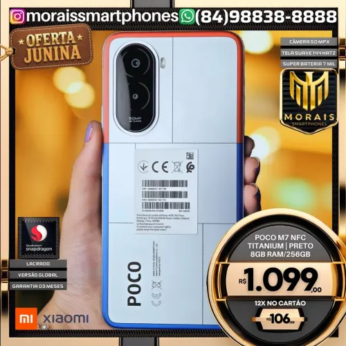Poco M7 COM NFC - TITANIUM - 256GB | 8GB RAM - LACRADISSIMO | ENTREGA IMEDIATA |