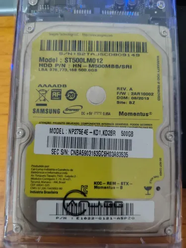 VENDO HD 500GB DE NOTEBOOK SEM CASE