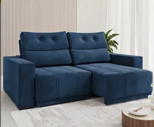 Sofá Retrátil Azul Living Prático 2,00 m