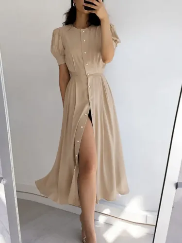 Vestido elegante bege p/m