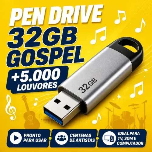 Pen Drive 32gb Gospel +5.000 Louvores