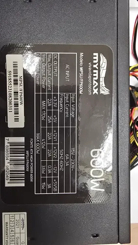 Fonte Mymax 600W ATX - Modelo MPSU/FP600W (Bivolt)