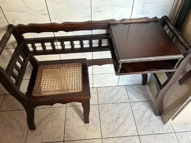 MESA E BANCO ANTIGO IMBUIA PARA TELEFONE