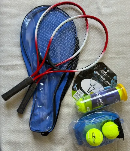 Kit 2 Raquetes Tênis Infantil Alumínio com 4 bolas