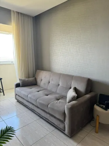 Sofá-cama retrátil 2 metros em suede marrom - Ótimo estado