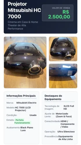 Projetor Mitsubishi HC7000