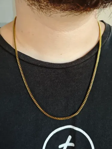 Colar corrente aço inox dourado