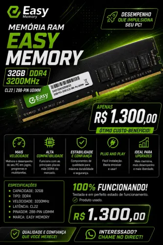 MEMÓRIA RAM DDR4 32GB 3200mhz eazymemory