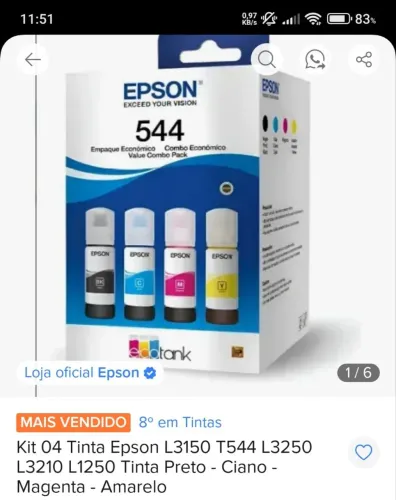 KIT TINTA EPSON L1250 ORIGINAL