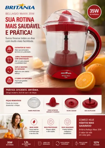 Espremedor de Frutas Britânia Bellagio Maxx 35W